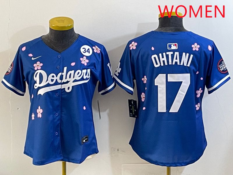 Women Los Angeles Dodgers #17 Ohtani Blue Sakura Edition 2025 Nike MLB Jersey style 5->women mlb jersey->Women Jersey